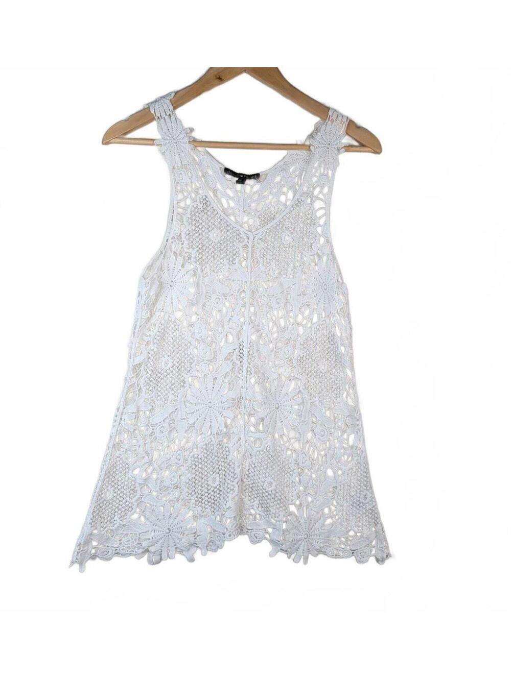 Derek‎ Heart Boho 100% Cotton Cream Crochet Lace Tank Top Size M